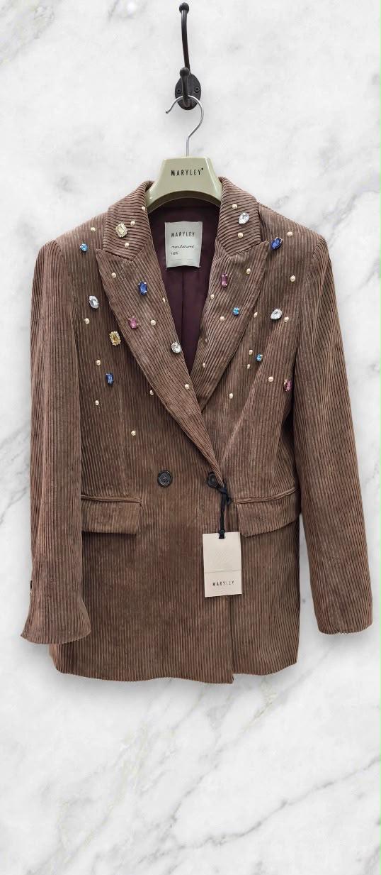 Blazer Velluto doppiopetto con Gemme- MARYLEY
