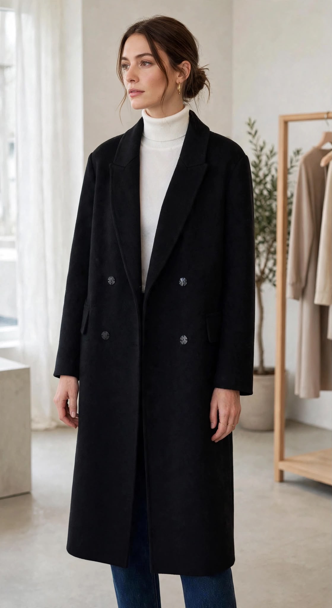 Cappotto Lungo in Lana Hand Made – Nero - immagine 6