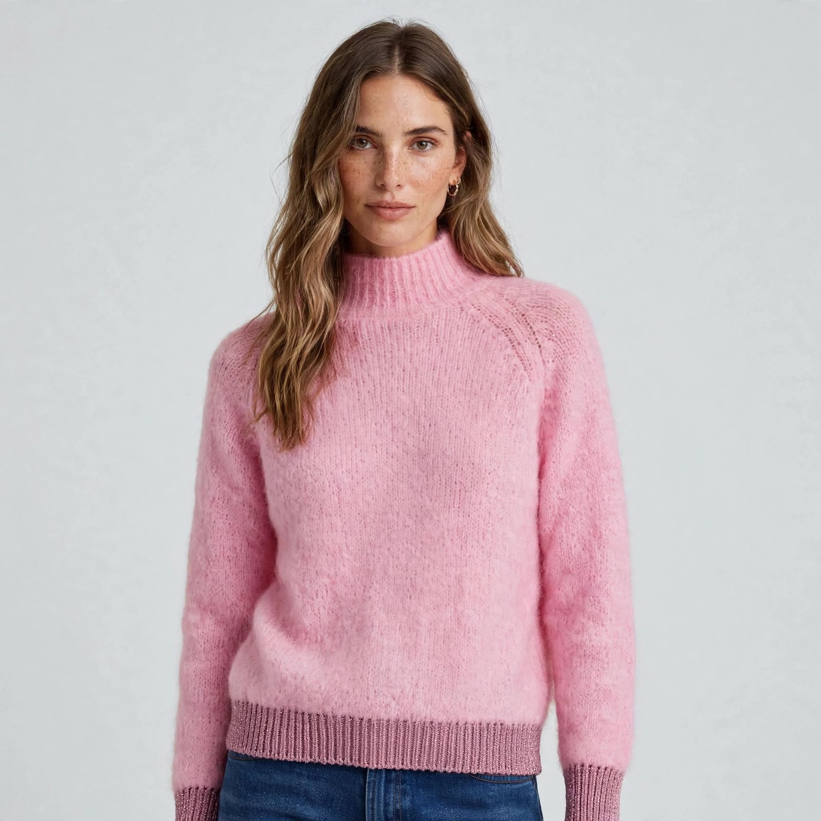 Maglioncino in Mohair Rosa con Dettagli Lurex – Vicolo - immagine 1