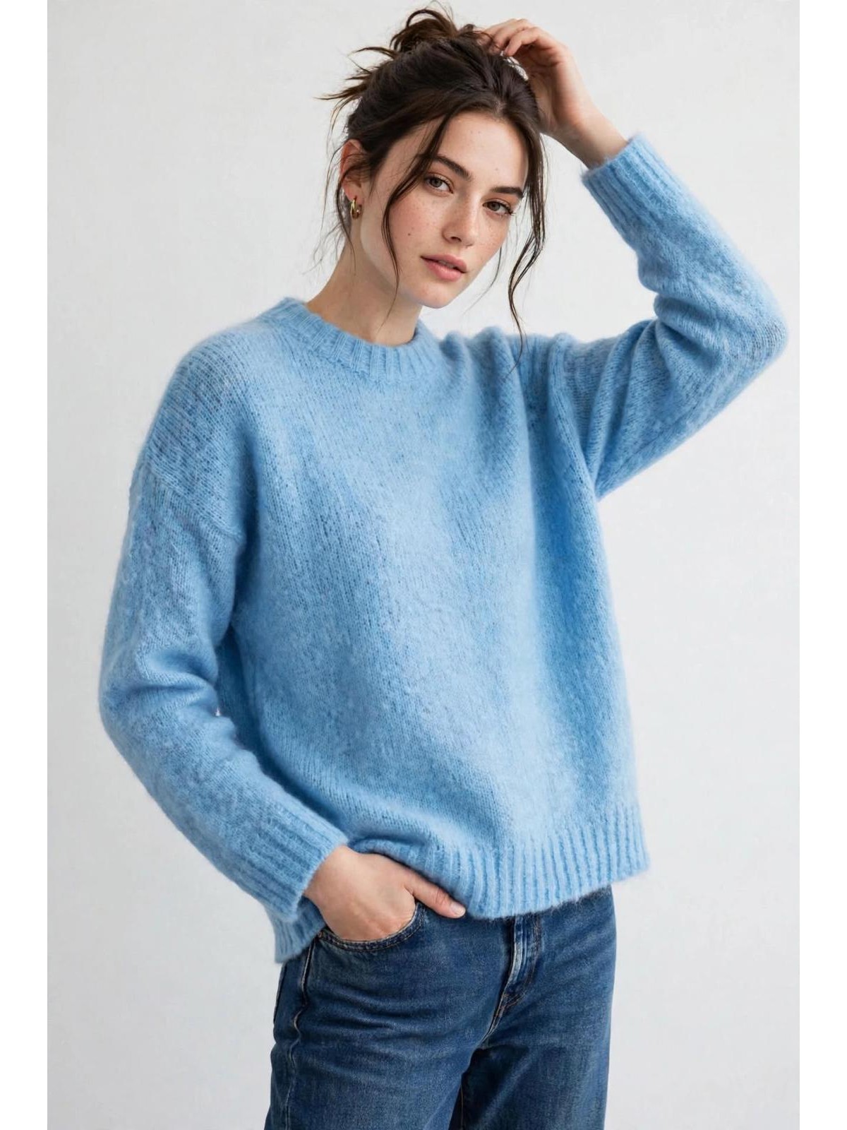 Maglione in Mohair Celeste – Vicolo - immagine 2