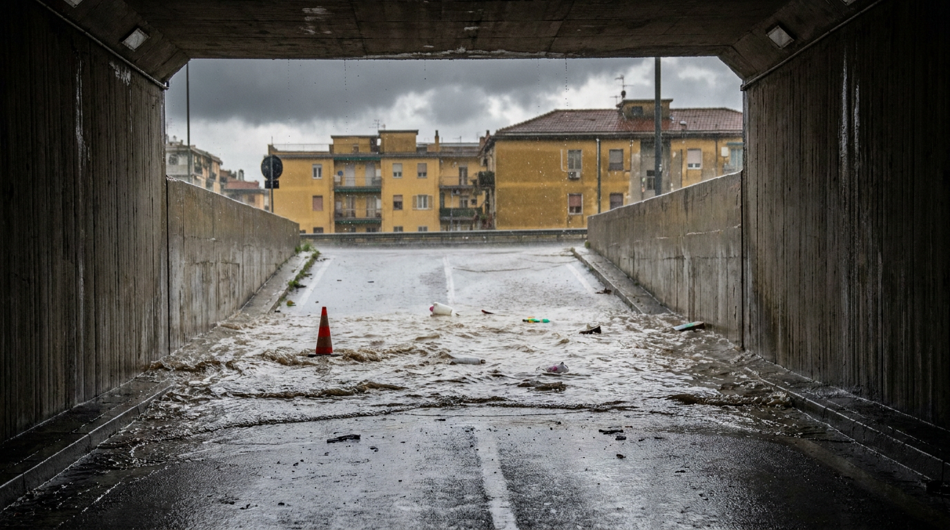 Napoli, poliziotto si tuffa nel sottopasso allagato e salva due automobilisti